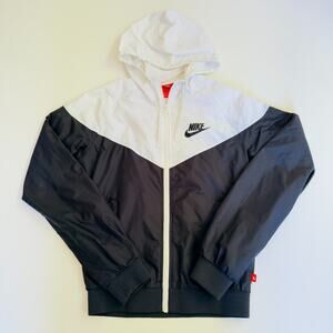 Nike Windrunner Womens Small Black White Hooded Rain Jacket Running Track Coat